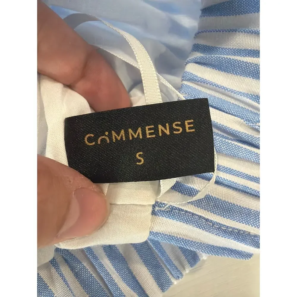 NWT Commense Matching Set Pinstripe Blue & White Crop Button Down & Short Size S